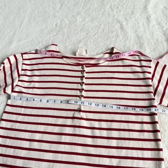 Sezane Gatsby Stripes Ivory Red Crewneck Long Sleeve Top L - Picture 6 of 10